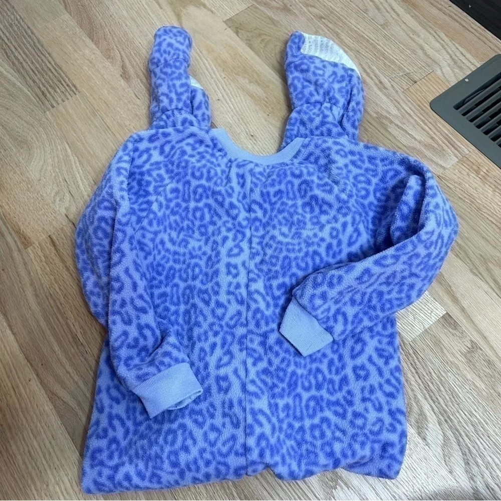Wonder Kids Purple Cheetah Print Fleece Pajamas Footed One Piece Zip 5T Kids